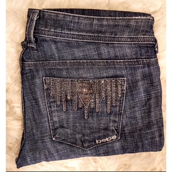 💕BEBE💕 Bedazzled Boot Cut Jeans - Picture 1 of 8